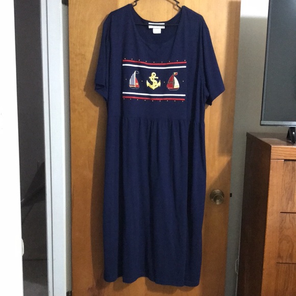 Kate & Co Modest Dress with Nautical Appliques - Picture 1 of 6